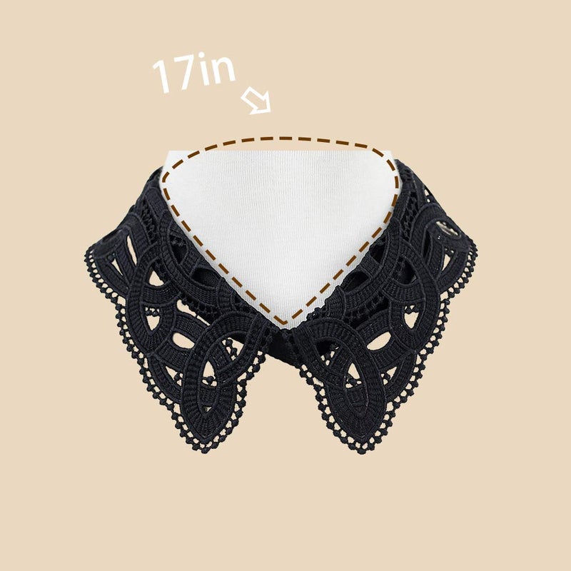 Gracelife Hollow Design Lapel False Collar Detachable Dickey Blouse Fake Half Shirt Collar for Women (Black 79) - Image 5